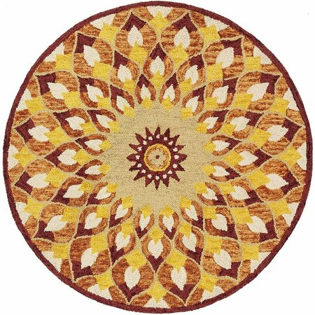 SAFAVIEH 3 x 3 ft. Novelty 603P Hand Tufted Round Area Rug; Rust & Gold NOV603P-3R